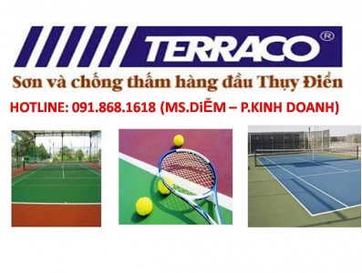 Sơn Sân thể thao tennis Terraco, sơn tennis CADIN chất lượng giá rẻ